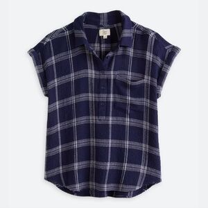 Cosmic Blue Love Dark Blue Checkered Short Sleeve Shirt
